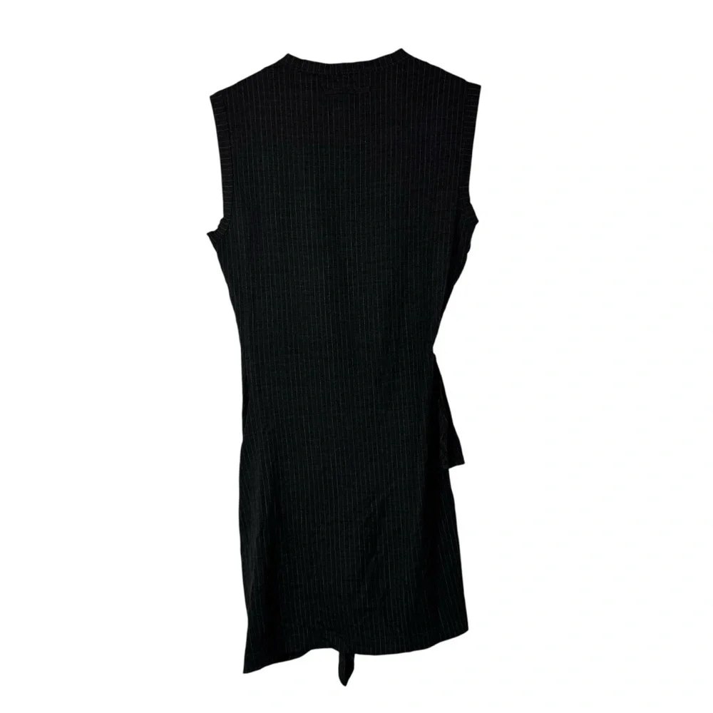 Boutique Dark Gray Pin Stripe Drape Front Sleeveless‎ Mini Dress 10